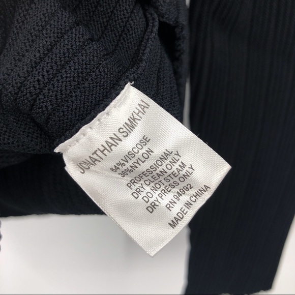 Jonathan Simkhai Ribbed Square Neck Zipper Front Black Sweater Blouse Top Medium - Picture 6 of 6